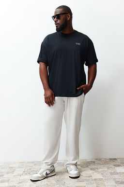 B_y_k Beden Siyah Oversize Yaz_ Bask_l_ %100 Pamuklu T-shirt TMNSS24BF00031 - Trendyolmilla фото 2