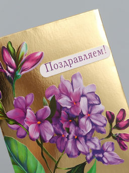 Цена за 10 шт. Конверт для денег Поздравляем!, сирень, 16,5 х 8 см