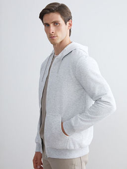 Kap??onlu Uzun Kollu Erkek Fermuarl? Sweatshirt
