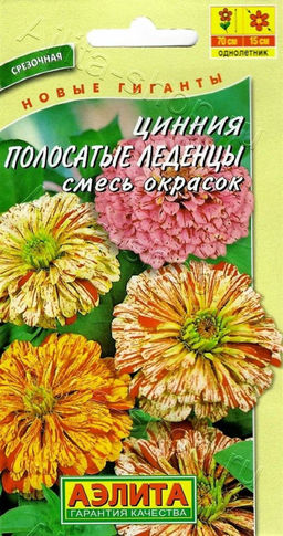 Цинния Полосатые леденцы, смесь окрасок 0,3г (Аэлита)