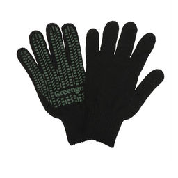 Цена за 10 шт. Перчатки, хб, вязка 7 класс, 6 нитей, размер 10, с ПВХ точками, чёрные, Greengo