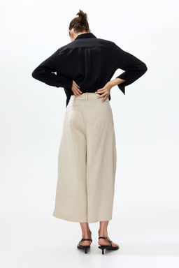 Pantal?n culotte en mezcla de lino con pliegues - H&m фото 3
