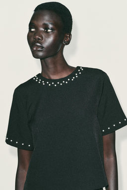 TOP WITH FAUX PEARLS - Zara фото 2