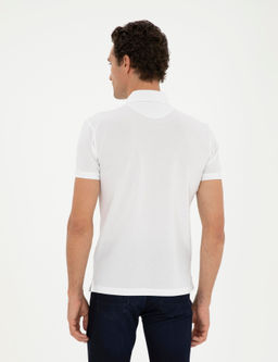 Beyaz Slim Fit Polo Yaka Merserize T-shirt