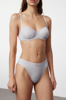 TRENDYOLMILLA Beyaz Fitilli Etiket Detayl? Ip Ask?l? Kaps?z Orme Ic Camas?r? Tak?m? THMSS24CC00029 фото 3