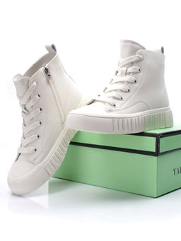 04-YSN2285-2 WHITE Ботинки женские зимние (натуральная и искусственная кожа, шерсть)