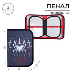 Пенал школьный, 3 секции, 14×21×4 см «Паук»