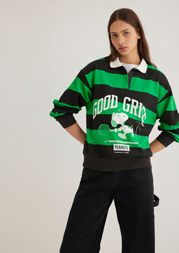 Peanuts Bask?l? Siyah Sweatshirt - Mavi фото 2