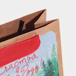 Цена за 3 шт. Пакет подарочный новогодний крафтовый Новогодний экспресс, S 12?15?5.5 см