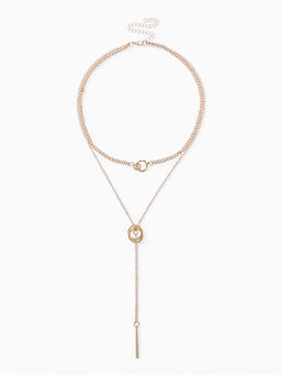 Кулон на цепочке «Двойное кольцо», многоярусный, цвет золото