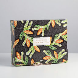 Складная коробка подарочная «Шишки», 31 х 24.5 х 8 см, Новый год