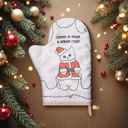 Варежка-прихватка новогодняя «Доляна» Christmas kittens, 20×28 см, 35% хлопок, 65% п/э, ватин 250 г/м²