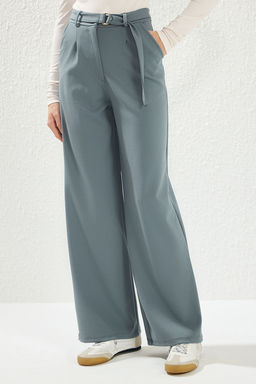 TRENDYOLMILLA Siyah Kemerli Wideleg/Genis Paca Yuksek Bel Smart Krep Kumas Orme Pantolon TWOSS23PL00330 фото 4