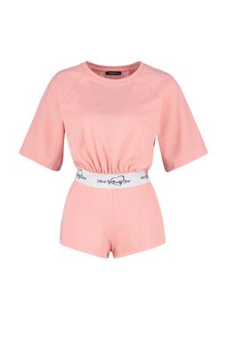 Trendyolmilla Ac?k Pembe Pamuklu Slogan Lastik Detayl? Sortlu Orme Pijama Tak?m? THMSS23PT00154  фото 8