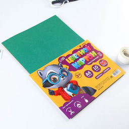 Картон цветной Енотик, формат А4, 10 листов, 10 цветов, немелованный односторонний, 180г золото+серебро в плёнке - Artfox study фото 6