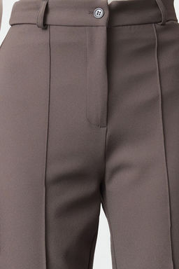 Antrasit Straight/Duz Kesim Yuksek Bel Nervur Dikisli Dokuma Pantolon TWOSS21PL0093