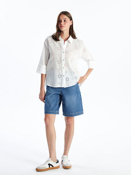 Beli Kemerli Bermuda Fit Kad?n Jean ?ort