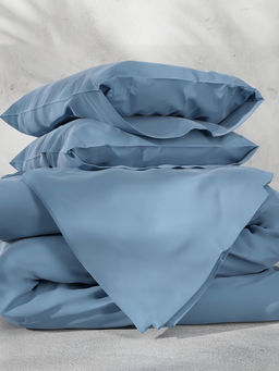 Постельное бельё евро «Этель», тенсель, серо-голубое