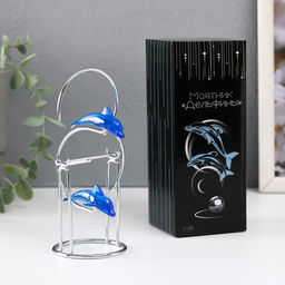 Маятник настольный антистресс «Дельфины: друг за другом с кольцом и шариком», 13×7×5.5 см