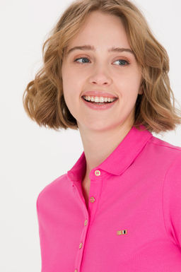 Kad_n Pembe Polo Yaka _rme Elbise