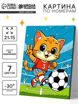 Картина по номерам «Пушистый футболист», 21×15 см