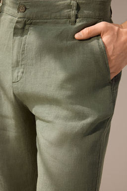 Siyah Limited Edition %100 Keten Regular Fit Pantolon TMNSS25PL00029 - Trendyolmilla фото 3