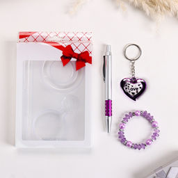 Набор подарочный 3 в 1, ручка, резинка для волос, брелок