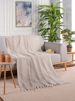 Покрывало хлопковое EFOR ZIGZAG (200*230) бежевый BEJ фото 3