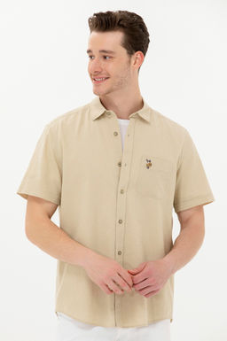 Мужская рубашка цвета хаки с коротким рукавом - U.s. polo assn фото 2