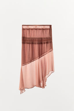 FALDA GEORGETTE ENCAJE PUNTILLA / Rosado - Zara фото 5