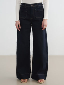 Y?ksek Bel Wideleg Kad?n Jean Pantolon