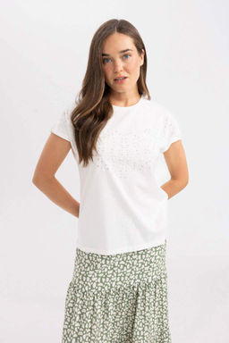 Футболка с коротким рукавом с круглым вырезом и принтом