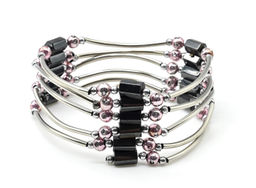 Бусы-браслет магнитные с гематитом 5*8мм, цв.малиновый, 90см Радуга камня  фото 5