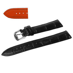 Ремешок для часов натуральная кожа черный 18 мм C16-18black-orange