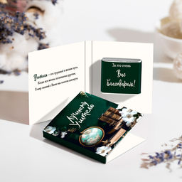 Цена за 2 шт Мини-открытка "Лучшему учителю" (тёмная зелёная)