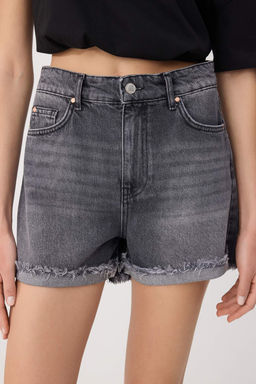 Siyah %100 Pamuk Yuksek Bel Denim City Sort TWOSS26SR00093 - Trendyolmilla фото 7