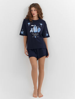 Комплект домашний женский синий с новогодним принтом - Mark formelle фото 9