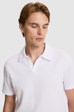 Erkek Beyaz Regular Fit Polo Yaka Ti__rt