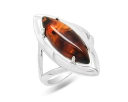 Кольцо из серебра янтарь, КП31