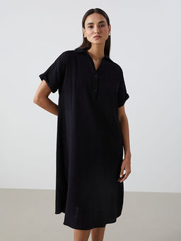 G?mlek Yaka Oversize M?slin Elbise