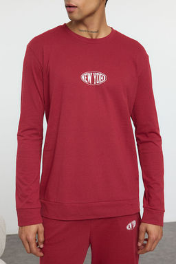 TRENDYOL MAN Erkek Lacivert Regular Fit Bask?l? Orme Pijama Tak?m? TMNAW25PT00002 - Trendyolmilla фото 3