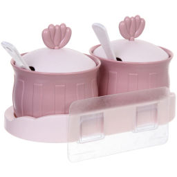 Набор банок для специй SEGRETO" 2шт с ложками 20*10*12см пыльная роза