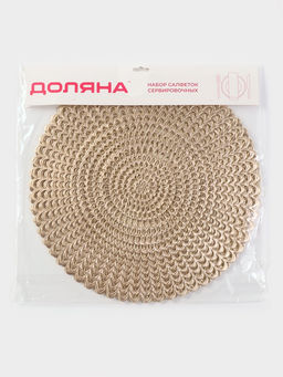 Набор салфеток сервировочных на стол Доляна Солнечная, d=38 см, 4 шт, цвет золотой  фото 14