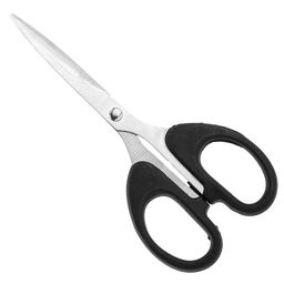 Ножницы канцелярские 14см, пластмассовые ручки, цвет - черный (Китай)