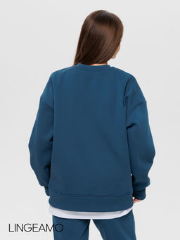 Женский свитшот оверсайз из футера с начесом Lingeamo темно-бирюзовый ВК-23 (23)  фото 11