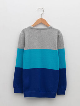 Bisiklet Yaka Renk Bloklu Uzun Kollu Erkek ?ocuk ?nce Triko Kazak - Waikiki фото 2