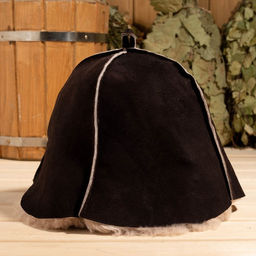 Шапка для бани из овчины Премиум прямострочный шов, коричневый