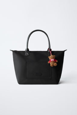 NYLON TOTE BAG WITH BEAR CHARM