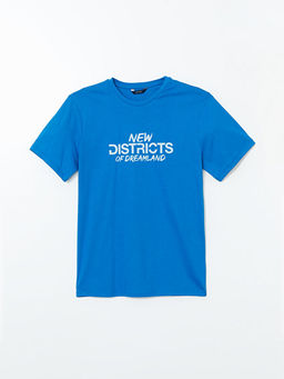 Bisiklet Yaka K?sa Kollu Bask?l? Penye Erkek Ti??rt