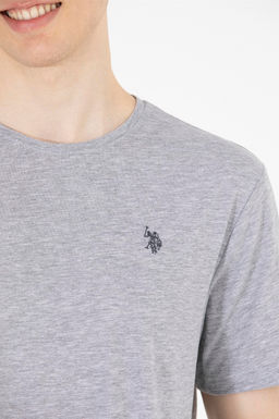 U. S. Polo Assn Мужская серая меланжевая базовая футболка с круглым вырезом - U.s. polo assn фото 7